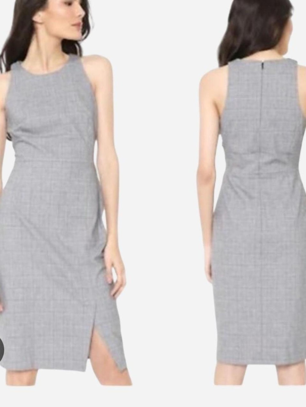 Banana Republic Gray Sleeveless Midi Sheath Dress